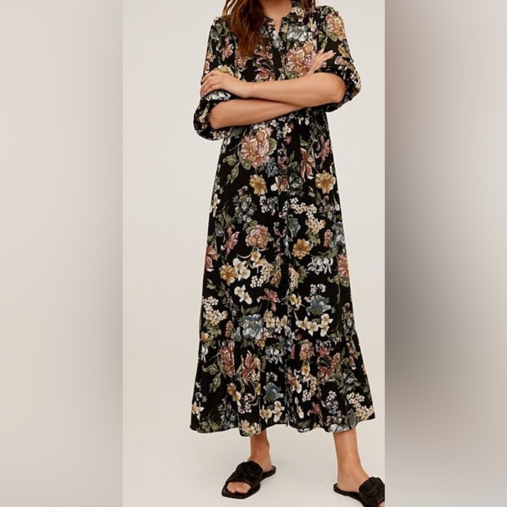 Mango Black Floral Maxi Dress